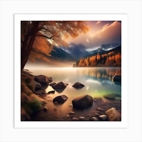 Sunset By The Lake 73 Art Print