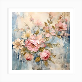 Vintage Pastel Flowers 17 Art Print