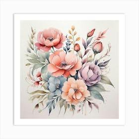 Watercolor Flowers art print 1 Art Print