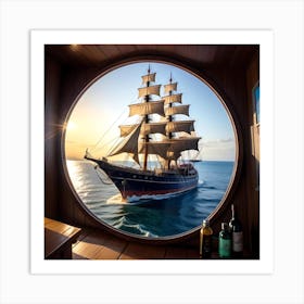 Sailing Ship Through A Window Art Print