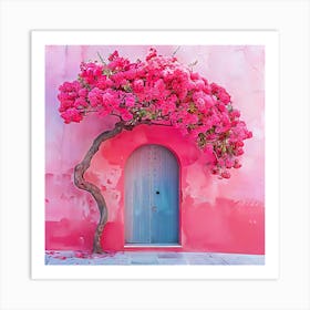 Pink Tree In Front Of House Art Print