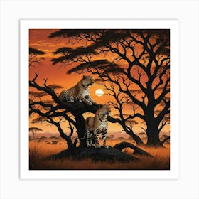 Leopards In The Tree Art Print