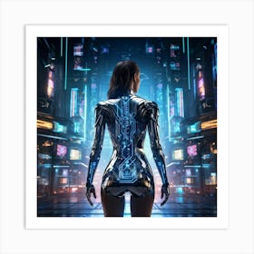 Artificial Intelligence Embodied In A Sleek Futuristic Cybernetic Figure Stands At The Center Of A (3) Art Print