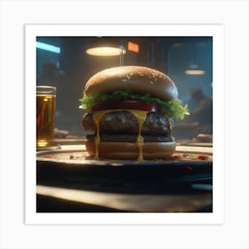 Burger On A Plate 65 Art Print