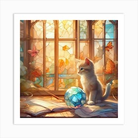 Cat In A Window Art Print