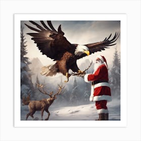 Santa Claus And Eagle 1 Art Print