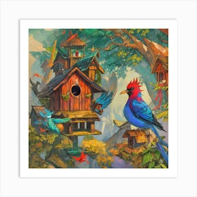 Birdhouse In The Forest Art Print