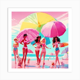 Barbie And Friends At The Beach Art Print