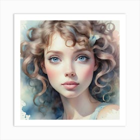 Portrait Of A Girl With Blue Eyes 4 Art Print