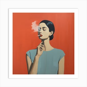 Smoking on Red Art Print