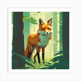 Fox In The Woods 23 Art Print