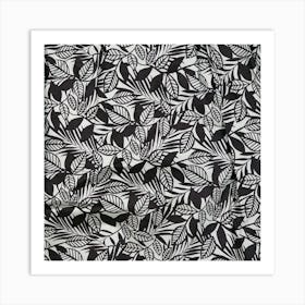 Black And White Leaves Art Print