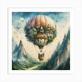 watercolor of a off white hot air balloon 1 Art Print