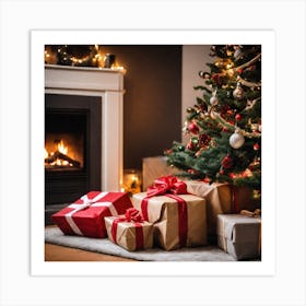 Christmas Tree With Presents 7 Art Print