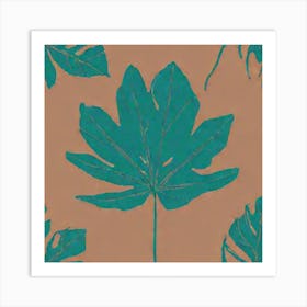 Single Tropical Leaf On A Solid Background pattern art, 120 Art Print