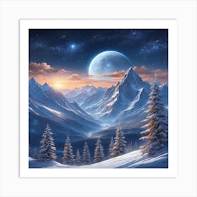 Moonlight In The Mountains Art Print