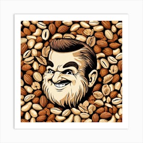 Portrait Of A Man Surrounded By Nuts Art Print