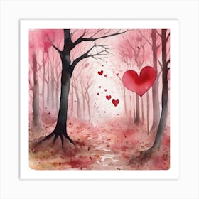 Valentine'S Day Watercolor Painting Art Print