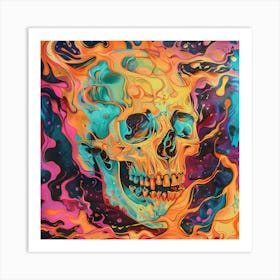 Skull In Flames 3 Art Print