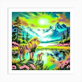 Lion And Cub Art Print