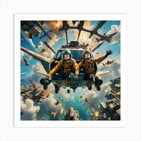 Comical Plane Ride Art Print