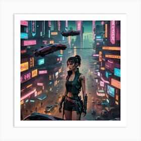 Cyberpunk girl 4 Art Print