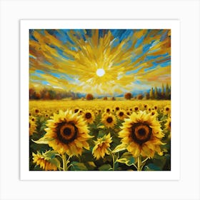 Sunflowers Below Sun Art Print