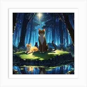 Cat In The Forest Art Print