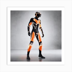 Futuristic Man In Orange Suit Art Print