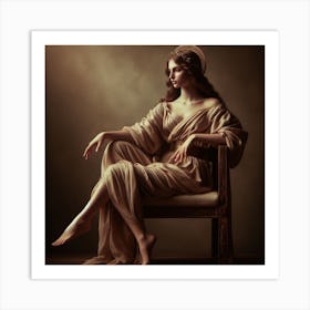 Graceful woman sitting on a chair Art Print