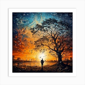 Sunset In The Forest 4 Art Print