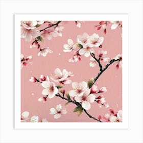 Floral pink cherry blossoms Art Print