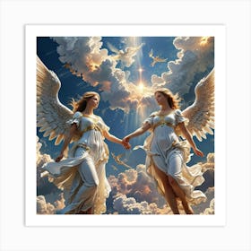 Angels Holding Hands Art Print