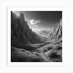 Black And White Mountain Landscape 2 Art Print