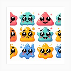 Kawaii Smiley Faces Art Print