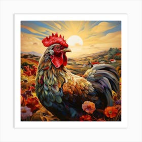 Sunrise Rooster 2 Art Print