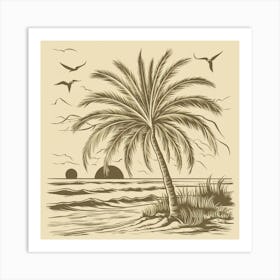 Palm Tree At The Beach Art Print