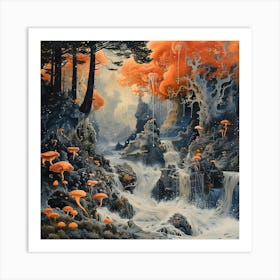 Colorful Waterfall, Impressionism And Surrealism Art Print