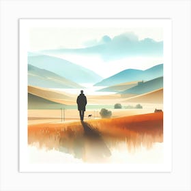 Man Walking In The Countryside Art Print