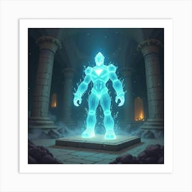 Crystal Golem Glowing With Energy In An Ancient Temple 1 Art Print