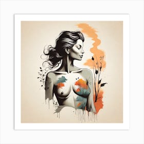 Woman With A Tattoo #2 Art Print Art Print