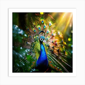 Peacock In The Forest art print 3 Art Print