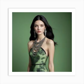 Chinese Model In Green Dress Art Print