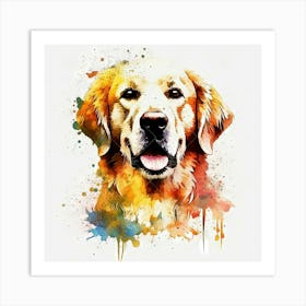 Golden Retriever Watercolor Painting Art Print