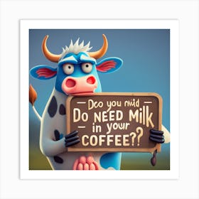 Cow And Sign Art Print