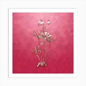 Vintage Lily of the Incas Botanical in Gold on Viva Magenta Art Print