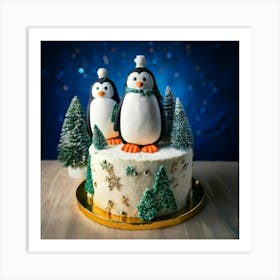 Firefly Beautiful, Decorated, Cake, Penguin, Theme, Fondant, Penguins, Snowy, Accents, Smooth, Blurr (1) Art Print