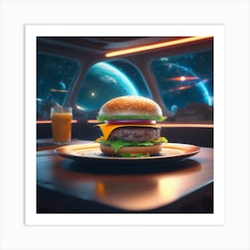 Burger In Space 30 Art Print