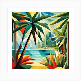 Palm Trees At The Beach Art Print