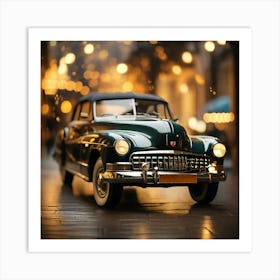 classic car with bokeh background, nostalgic vibes Art Print